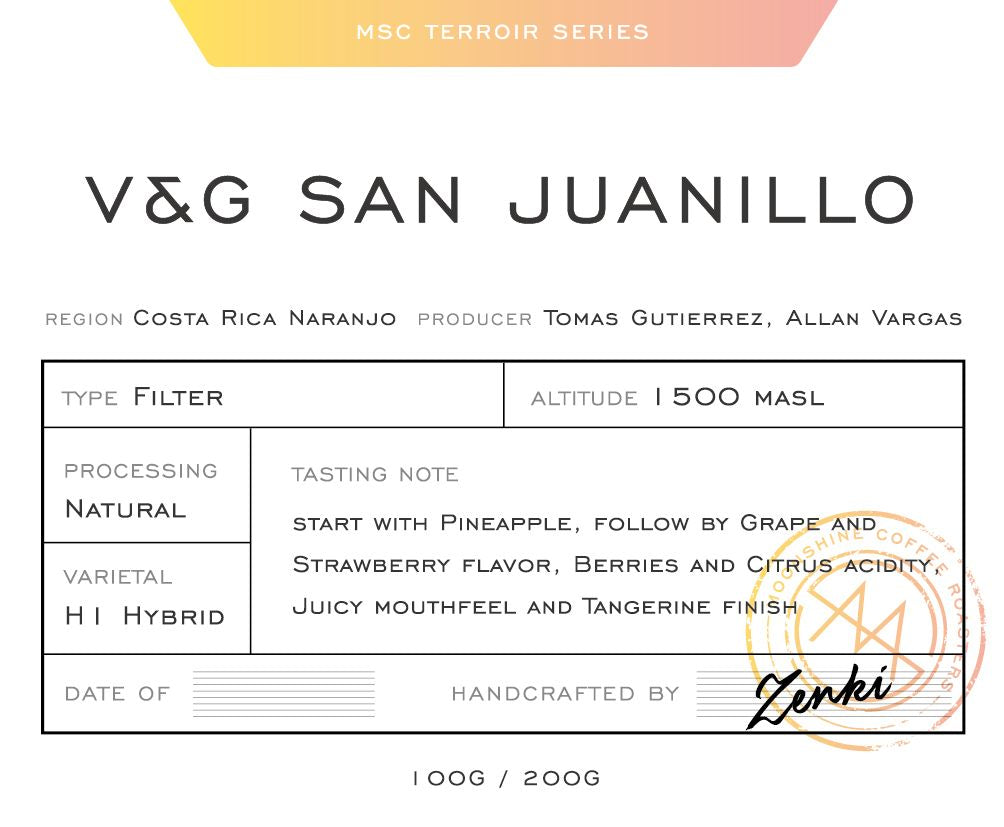 哥斯達尼加 V&G H1日曬 (Costa Rica V&G San Juanillo H1 Natural)